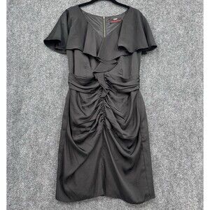 Miss Sixty M60 Black Ruched Dress Flutter Sleeve Mini Zip Up Cocktail Chic -  M